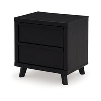 Danzi Nightstand, 2 Storage Drawers, 22 Inch, Modern Black Laminate -BM332809