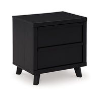 Danzi Nightstand, 2 Storage Drawers, 22 Inch, Modern Black Laminate -BM332809