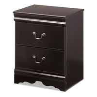 Yara Nightstand, Classic Black, 25 Inch, 2 Drawers, Pewter Handles -BM332829