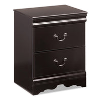 Yara Nightstand, Classic Black, 25 Inch, 2 Drawers, Pewter Handles -BM332829