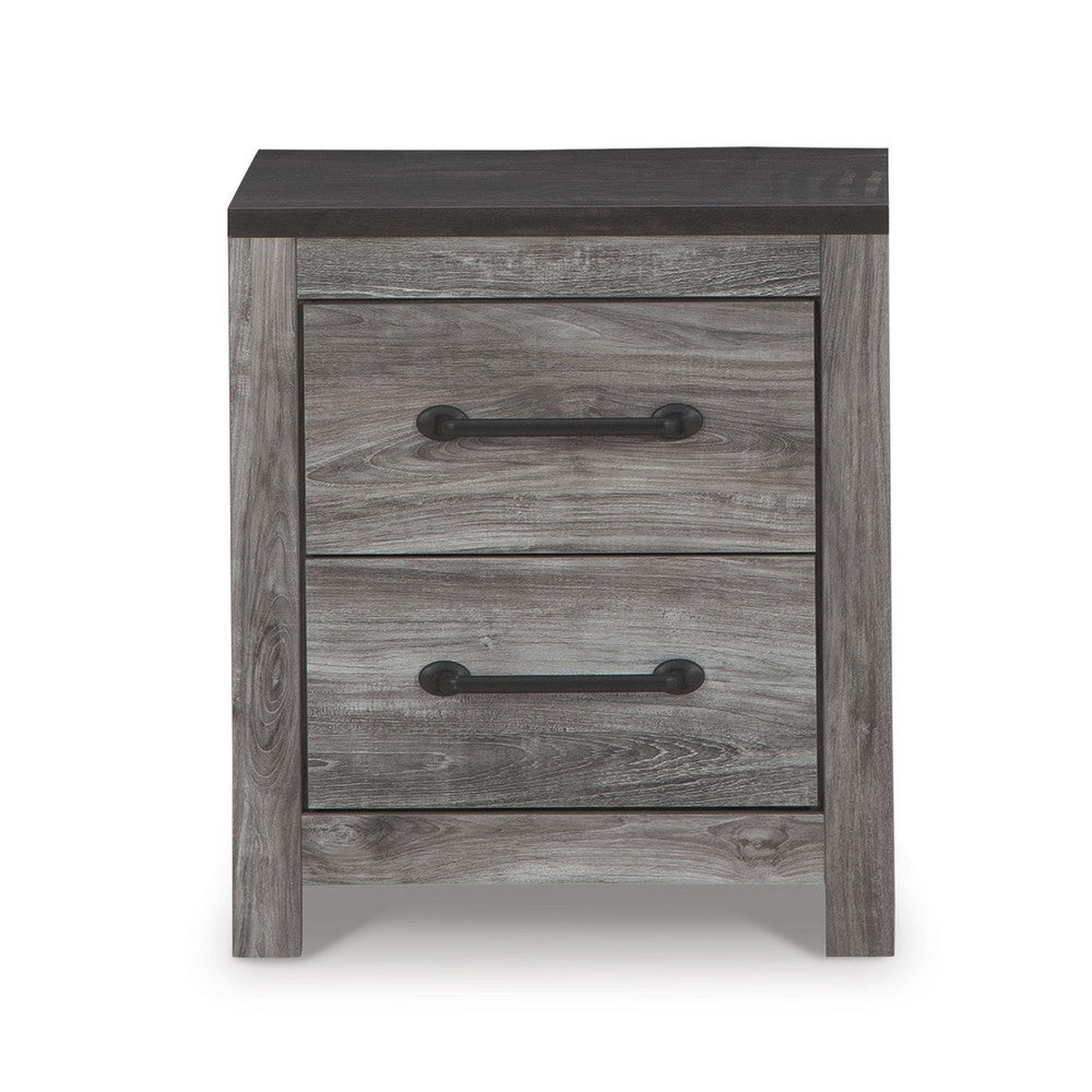 Bono Nightstand, 2 Storage Drawers, 25 Inch, Wood Grain Gray Finish -BM332834