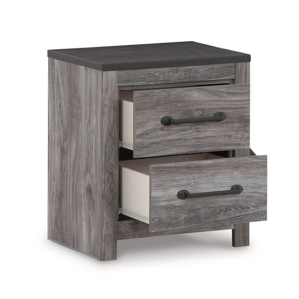 Bono Nightstand, 2 Storage Drawers, 25 Inch, Wood Grain Gray Finish -BM332834