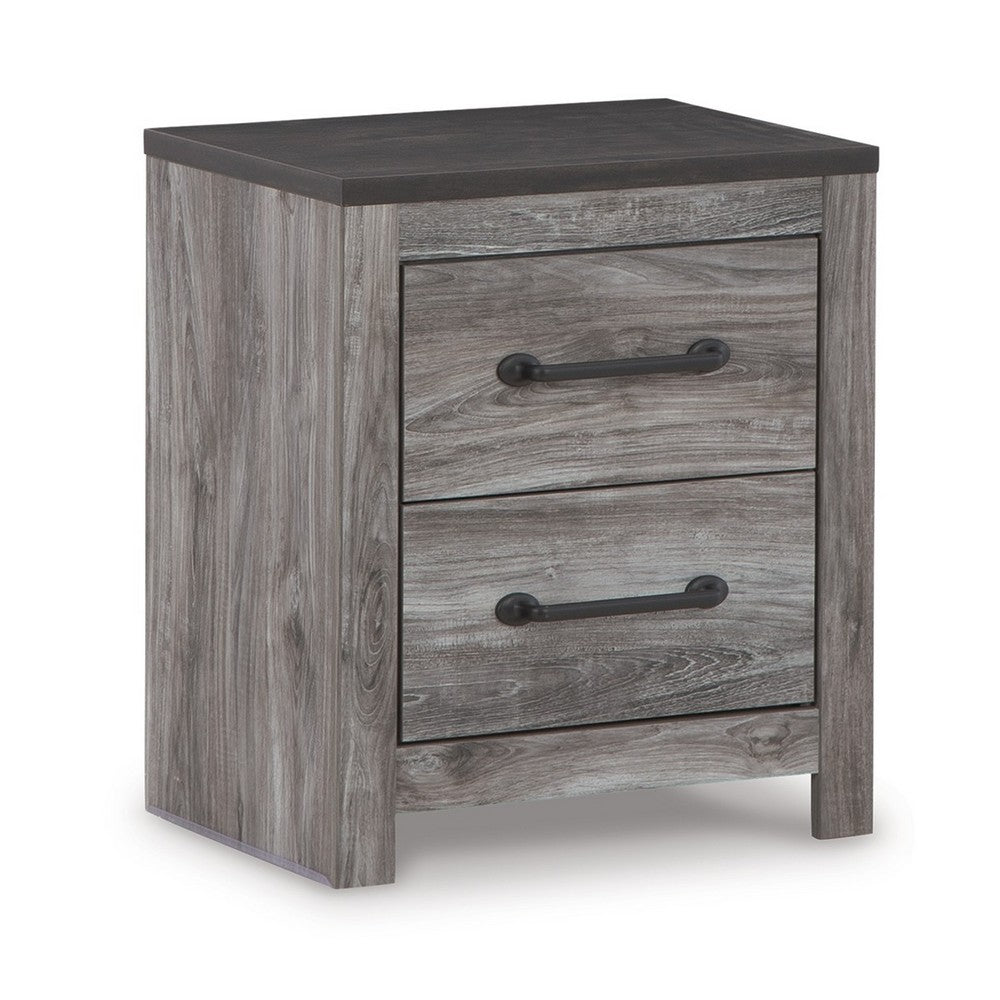 Bono Nightstand, 2 Storage Drawers, 25 Inch, Wood Grain Gray Finish -BM332834