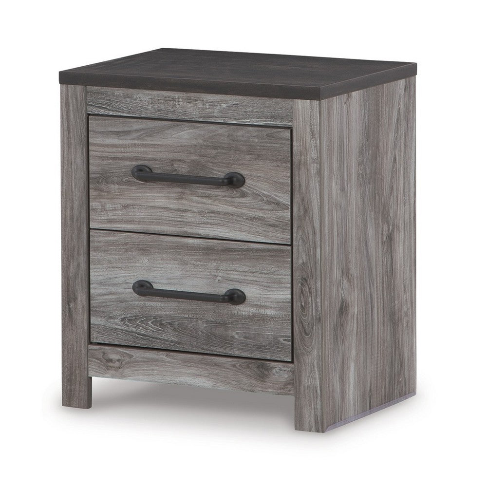 Bono Nightstand, 2 Storage Drawers, 25 Inch, Wood Grain Gray Finish -BM332834