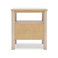 Mooran Nightstand, 1 Drawer w USB-C, Marble Finish Top, Brown Beige -BM332844