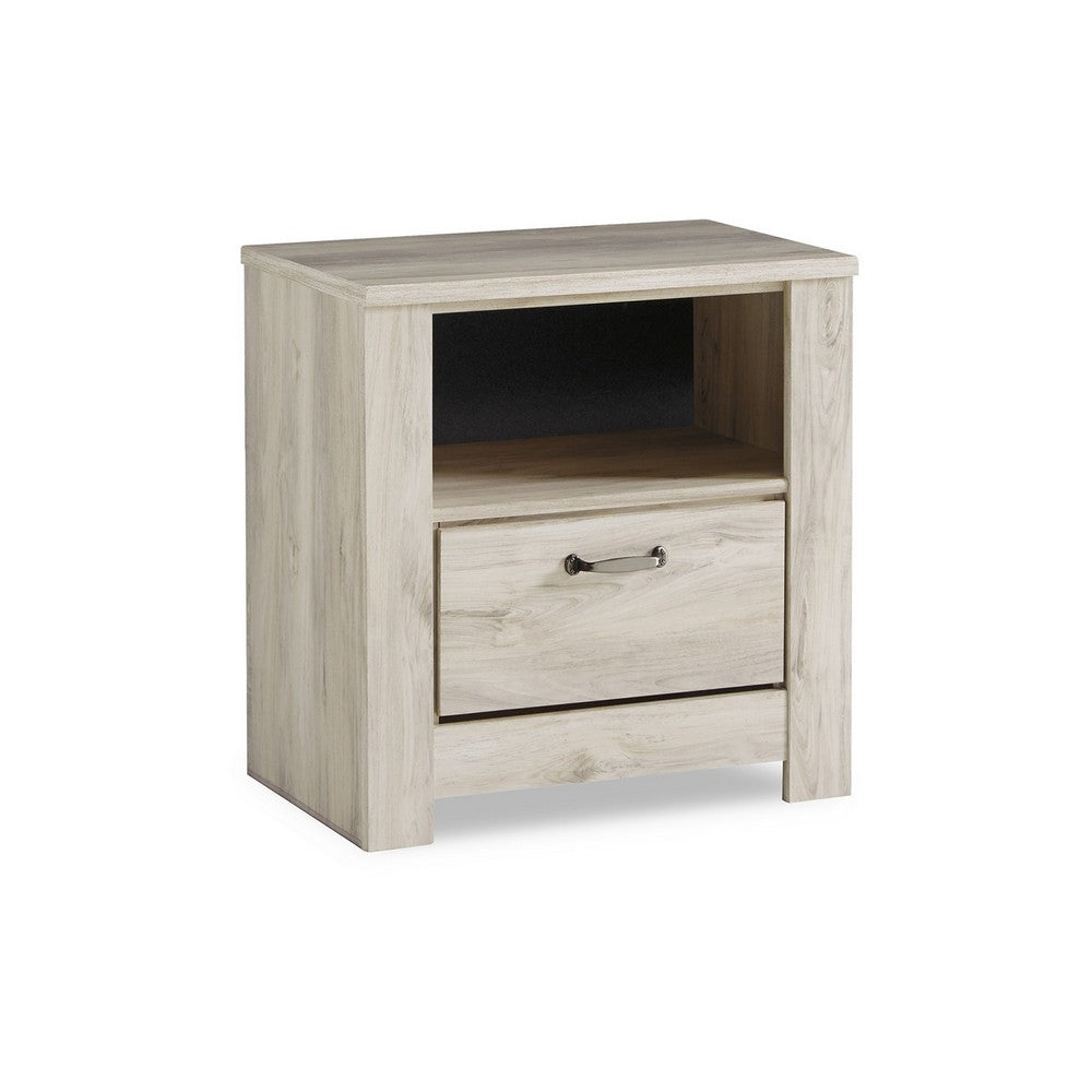 Simon Nightstand, Drawer and USB, Rustic Gray Laminate Whitewash -BM332854