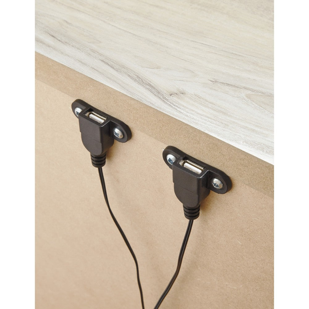 Simon Nightstand, Drawer and USB, Rustic Gray Laminate Whitewash -BM332854