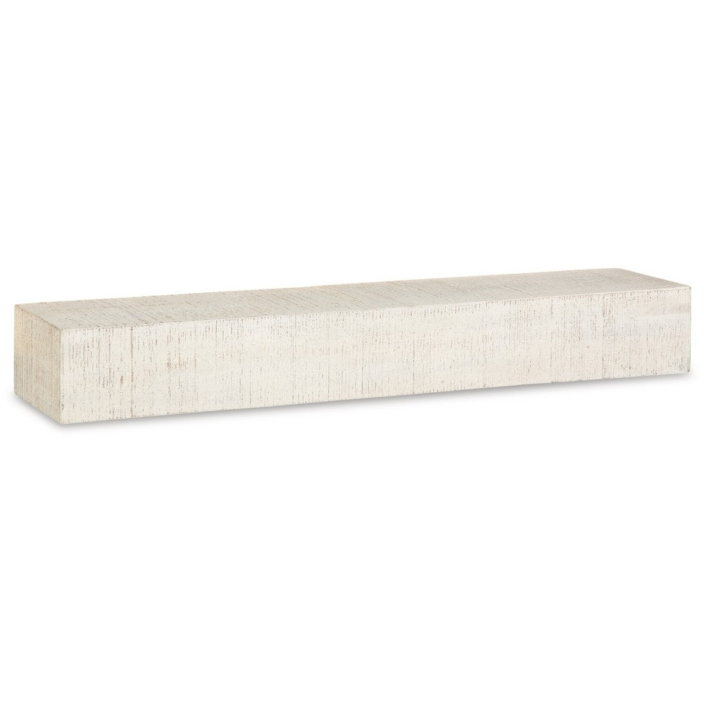Novo Accent Wall Shelf, 38 Inch White Solid Wood, Saw Wood Texture -BM332869