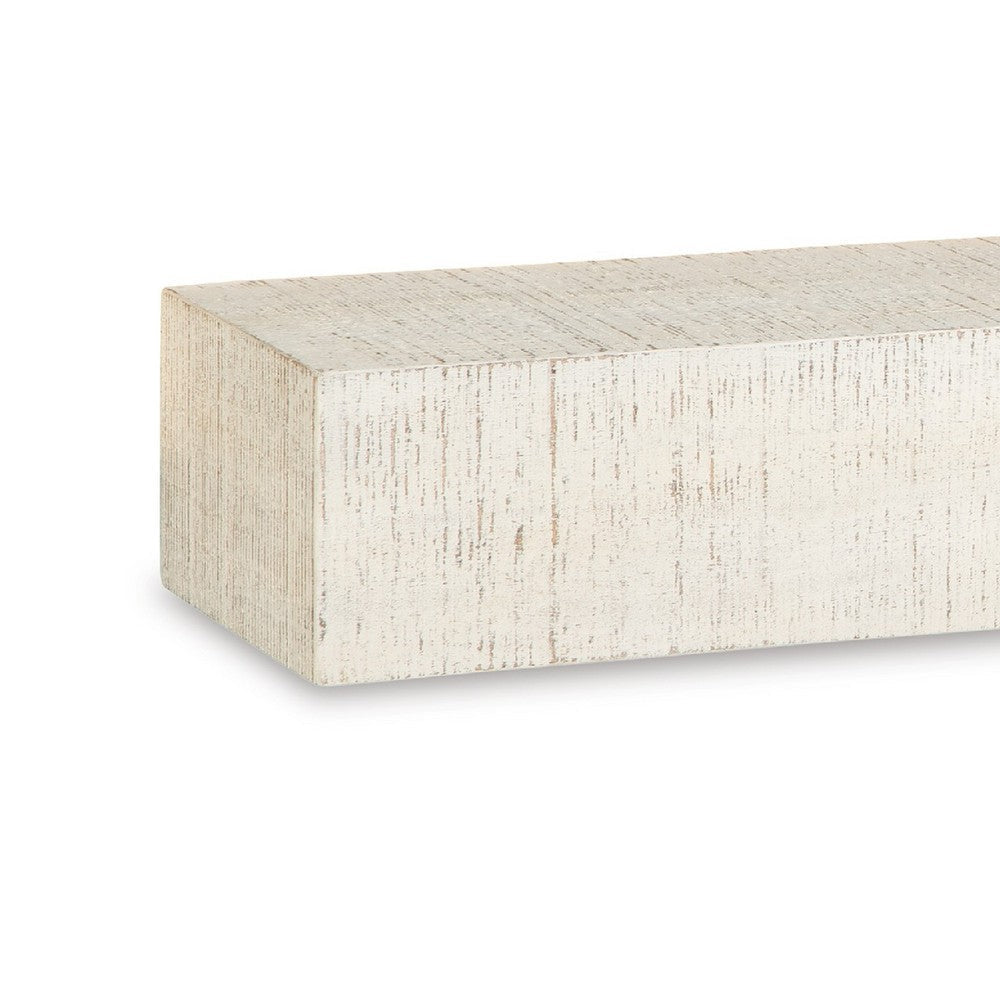 Novo Accent Wall Shelf, 38 Inch White Solid Wood, Saw Wood Texture -BM332869