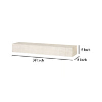 Novo Accent Wall Shelf, 38 Inch White Solid Wood, Saw Wood Texture -BM332869