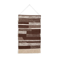 Hanging Tapestry Wall Art Decor, Brown White Stripes, 30x50 Polyester -BM332871