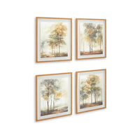 Foryn 4 Piece Wall Art Set, 23x27, Spring Trees Print w Brown Frame -BM332903