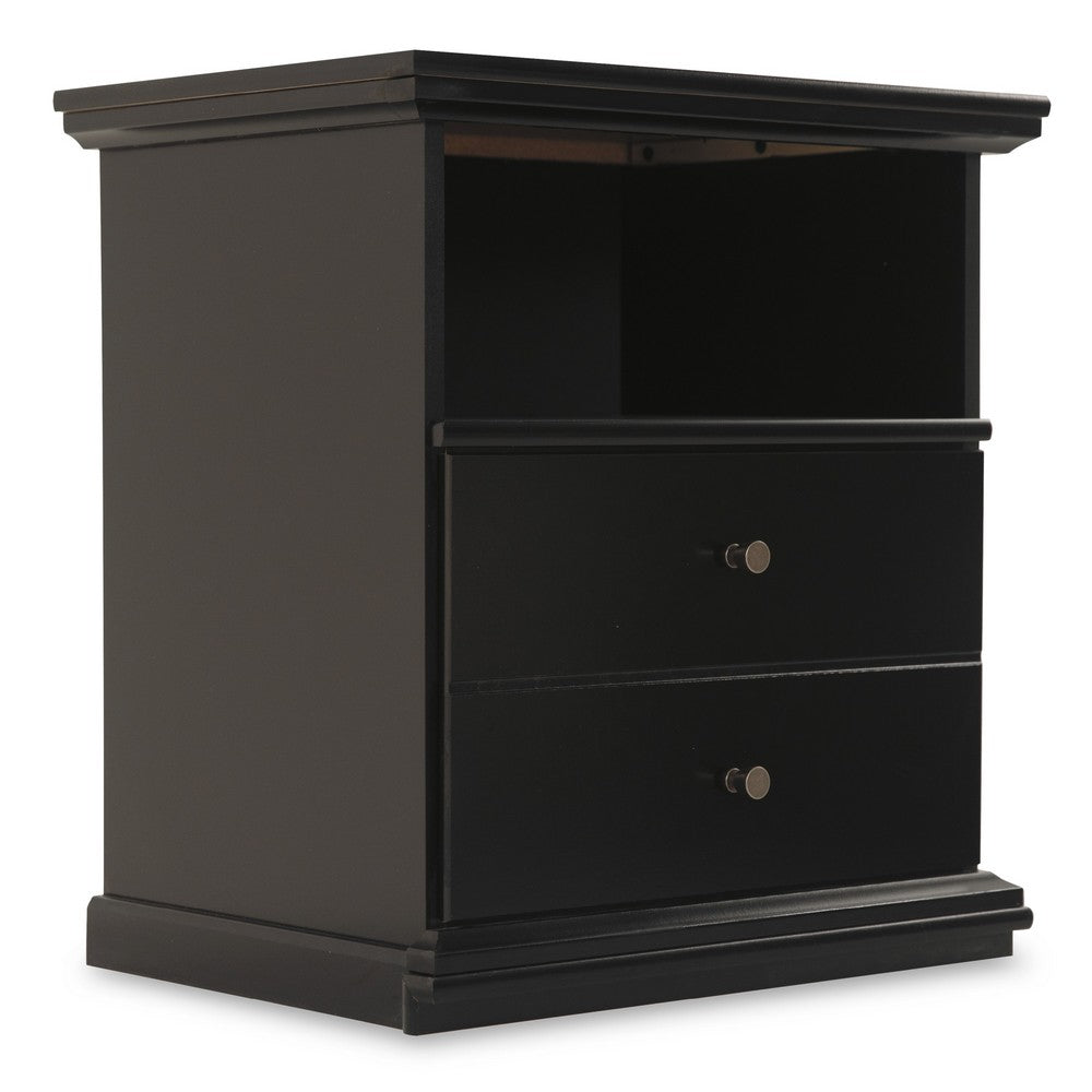 Boli Nightstand, 1 Storage Drawers, 24 Inch, Black Molded Trim Details -BM332906