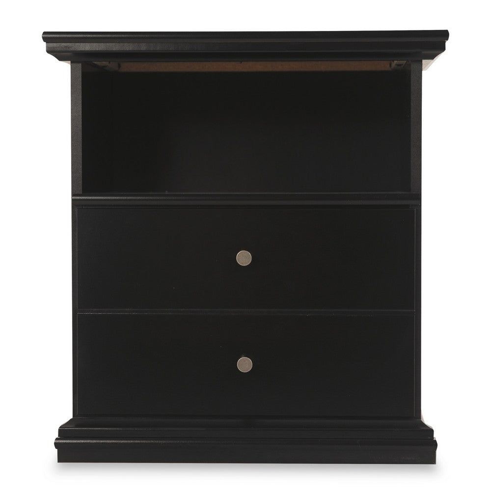 Boli Nightstand, 1 Storage Drawers, 24 Inch, Black Molded Trim Details -BM332906