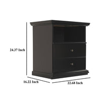 Boli Nightstand, 1 Storage Drawers, 24 Inch, Black Molded Trim Details -BM332906