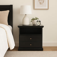 Boli Nightstand, 1 Storage Drawers, 24 Inch, Black Molded Trim Details -BM332906