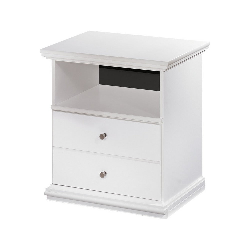Twik Nightstand, 1 Storage Drawers, 24 Inch, White Molded Trim Details -BM332908