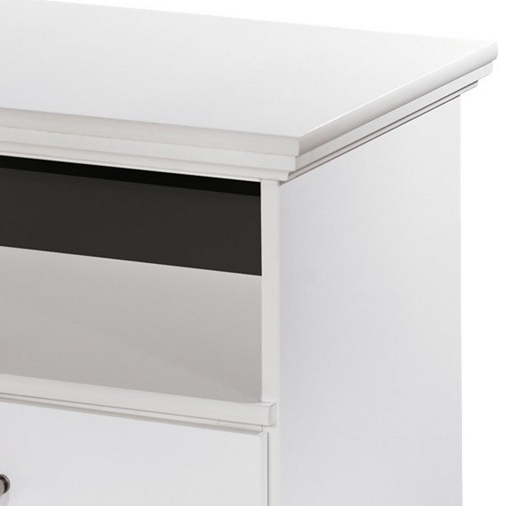 Twik Nightstand, 1 Storage Drawers, 24 Inch, White Molded Trim Details -BM332908