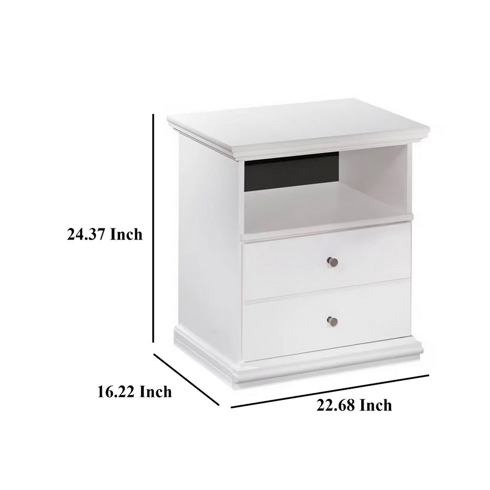 Twik Nightstand, 1 Storage Drawers, 24 Inch, White Molded Trim Details -BM332908