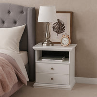 Twik Nightstand, 1 Storage Drawers, 24 Inch, White Molded Trim Details -BM332908