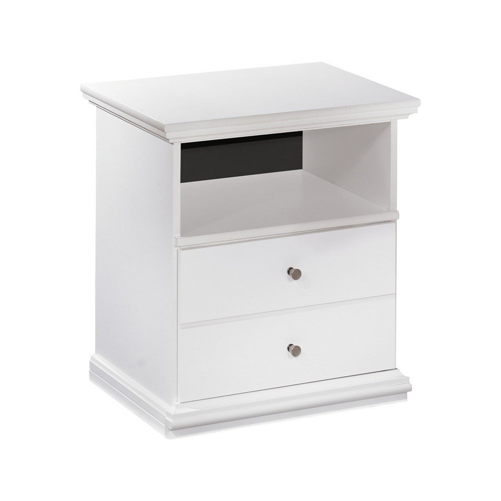 Twik Nightstand, 1 Storage Drawers, 24 Inch, White Molded Trim Details -BM332908
