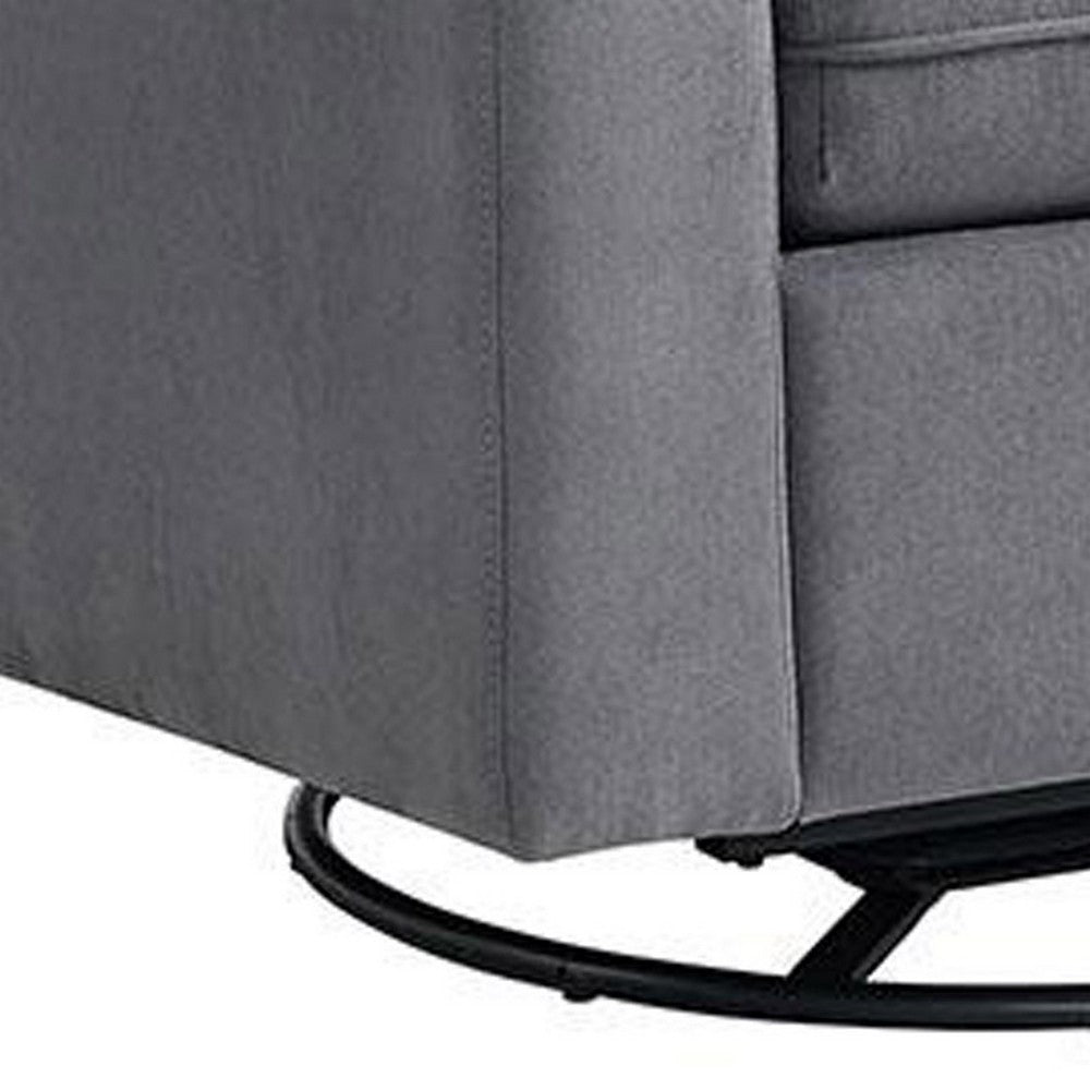 Sty Glider Swivel Accent Chair, Box Cushion Dark Gray, Metal Base -BM332974