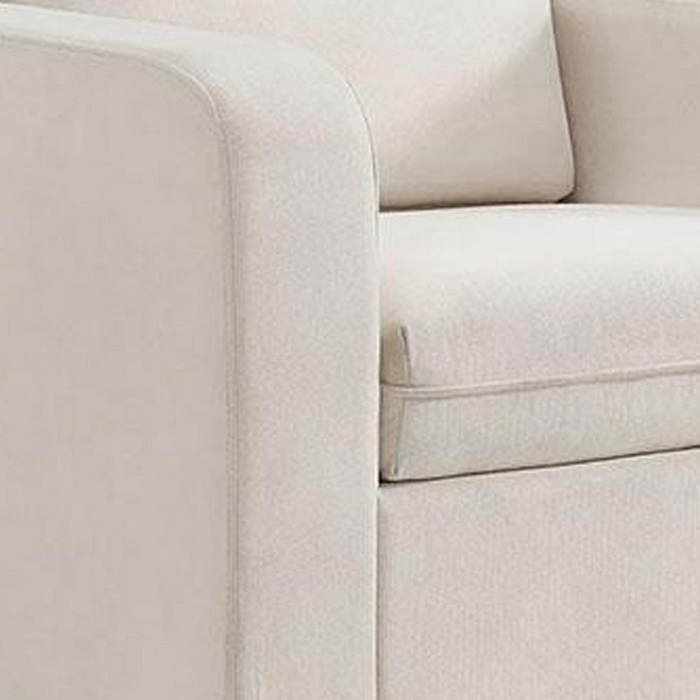 Sty Glider Swivel Accent Chair, Box Cushion White Fabric, Metal Base -BM332975