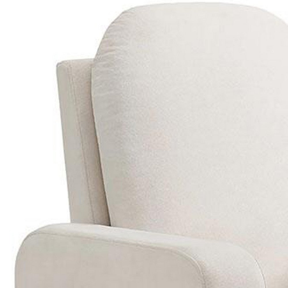 Sty Glider Swivel Accent Chair, Box Cushion White Fabric, Metal Base -BM332975