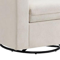 Sty Glider Swivel Accent Chair, Box Cushion White Fabric, Metal Base -BM332975