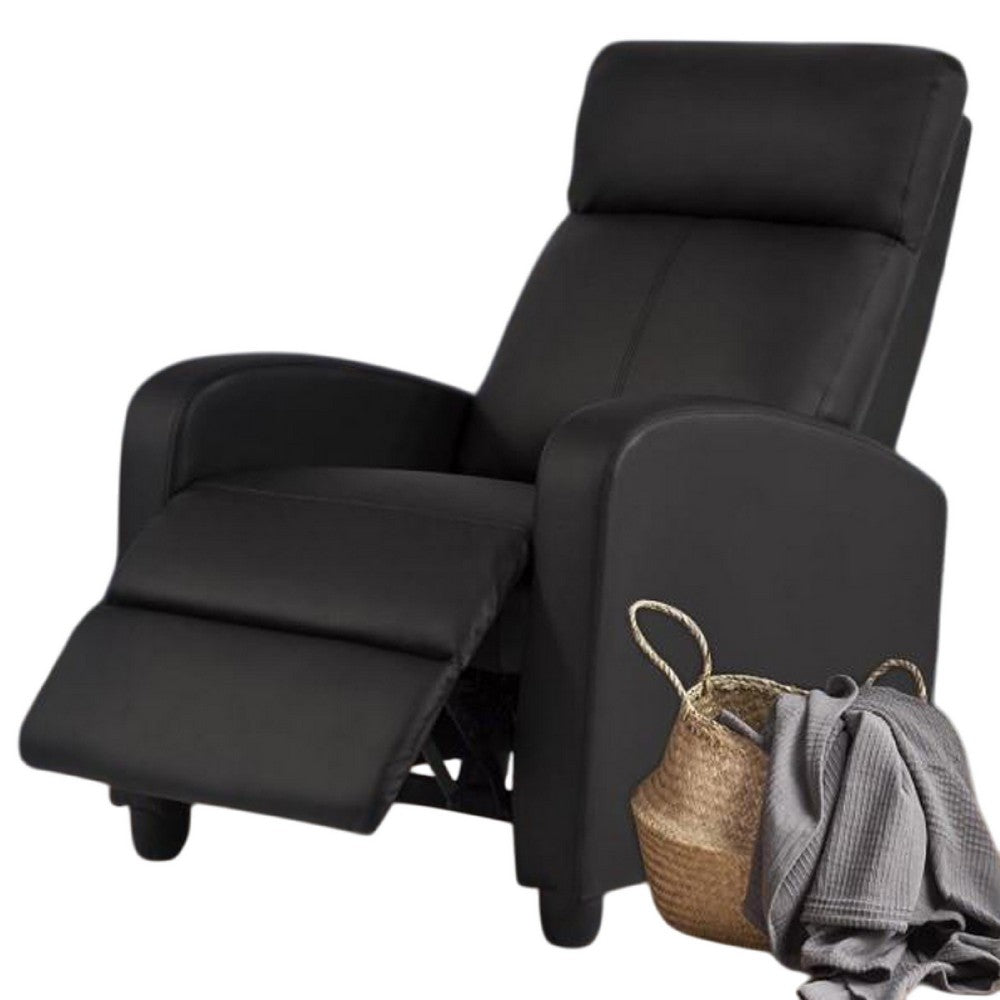 Rex Massage Manual Recliner Home Theater Chair, Black Faux Leather -BM332980