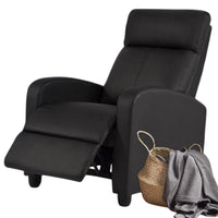 Rex Massage Manual Recliner Home Theater Chair, Black Faux Leather -BM332980