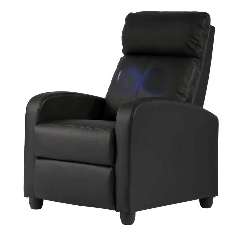 Rex Massage Manual Recliner Home Theater Chair, Black Faux Leather -BM332980