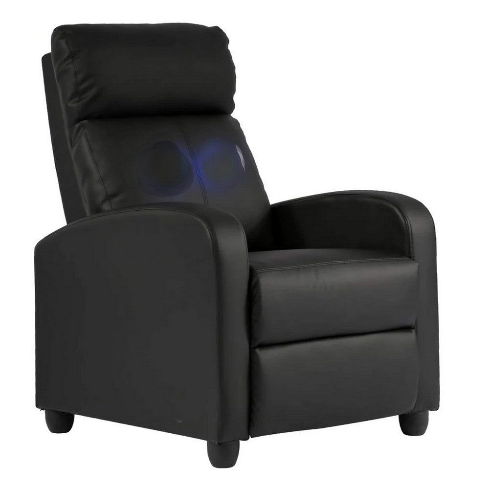 Rex Massage Manual Recliner Home Theater Chair, Black Faux Leather -BM332980