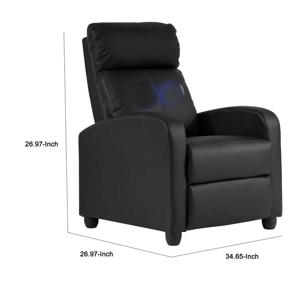 Rex Massage Manual Recliner Home Theater Chair, Black Faux Leather -BM332980