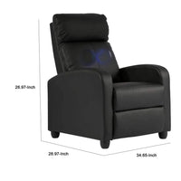 Rex Massage Manual Recliner Home Theater Chair, Black Faux Leather -BM332980