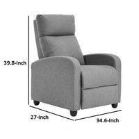Rex Massage Manual Recliner Chair, Gray Faux Leather, Solid Hardwood -BM332981