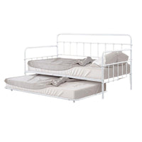 Tes Daybed with Pull Out Trundle, Classic White Metal Open Frame -BM332991