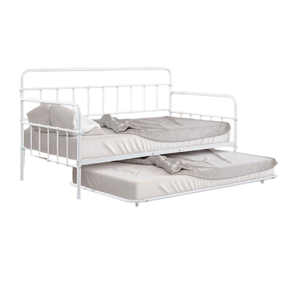 Tes Daybed with Pull Out Trundle, Classic White Metal Open Frame -BM332991
