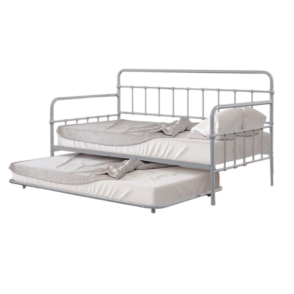Tes Daybed with Pull Out Trundle, Classic Silver Metal Open Frame -BM332992