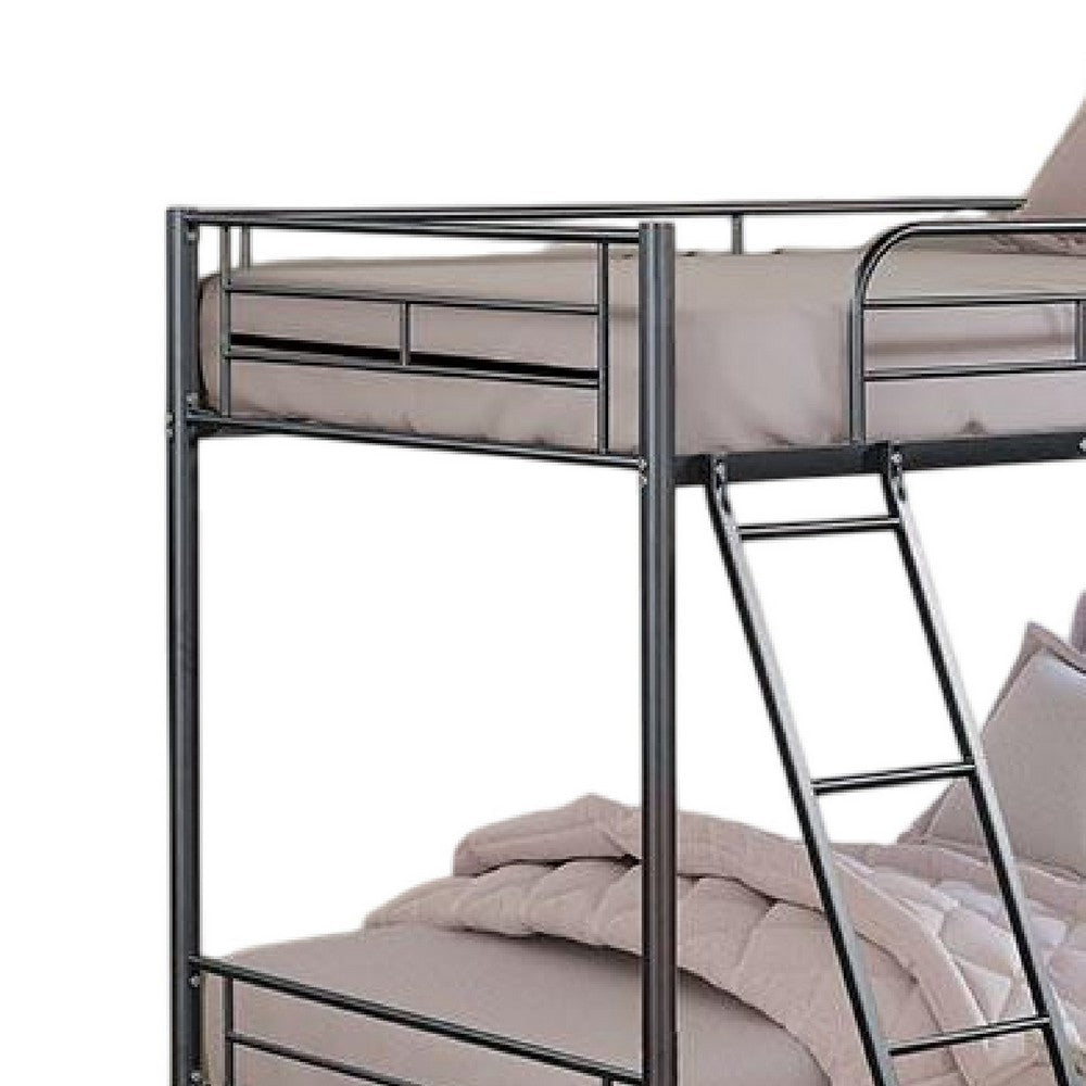 Cet Twin Over Twin Bunk Bed, Black Metal Frame, Attached Angled Ladder -BM332996