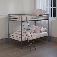 Cet Twin Over Twin Bunk Bed, Black Metal Frame, Attached Angled Ladder -BM332996
