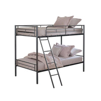 Cet Twin Over Twin Bunk Bed, Black Metal Frame, Attached Angled Ladder -BM332996