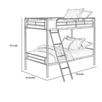 Mylz Twin Loft Bed, 61 Inch, White Metal Frame, Attached Angled Ladder -BM333001