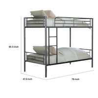 Neo Twin Over Twin Bunk Bed, Black Metal Frame, Attached Side Ladder -BM333002
