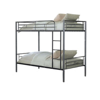 Neo Twin Over Twin Bunk Bed, Black Metal Frame, Attached Side Ladder -BM333002