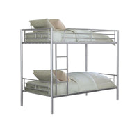 Neo Twin Over Twin Bunk Bed, Silver Metal Frame, Attached Ladder -BM333003