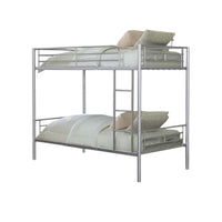 Neo Twin Over Twin Bunk Bed, Silver Metal Frame, Attached Ladder -BM333003