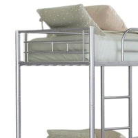 Neo Twin Over Twin Bunk Bed, Silver Metal Frame, Attached Ladder -BM333003