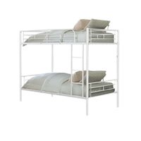 Neo Twin Over Twin Bunk Bed, White Metal Frame, Attached Side Ladder -BM333004