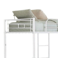 Neo Twin Over Twin Bunk Bed, White Metal Frame, Attached Side Ladder -BM333004